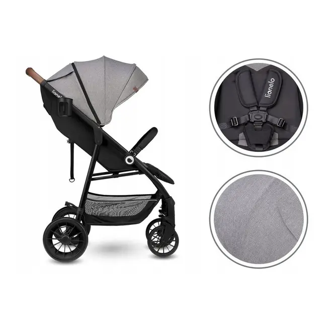 Carucior sport, Lionelo, Zoey, De la nastere, Cu accesorii, Cadru din aluminiu, 0- 15 kg, Conform cu standardul european de securitate EN1888-1, Gri BYNLO-ZOEY_GREY_STONE