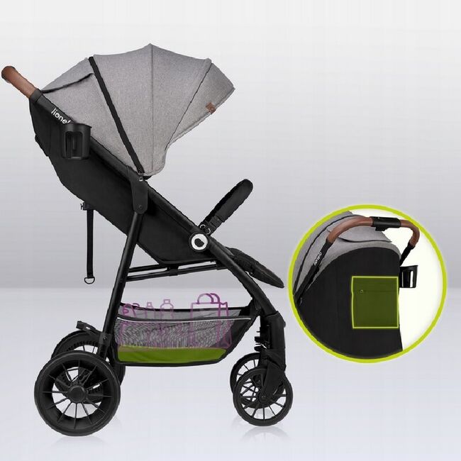 Carucior sport, Lionelo, Zoey, De la nastere, Cu accesorii, Cadru din aluminiu, 0- 15 kg, Conform cu standardul european de securitate EN1888-1, Gri BYNLO-ZOEY_GREY_STONE