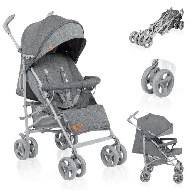 Carucior sport compact, Lionelo, Irma, Spatar reglabil in 4 pozitii, Suport picioare reglabil, Manere rotative, Pliere tip umbrela, 6- 36 luni, Pana la 15 kg, Conform cu EN1888-1:2018, Gri BYNLO-IRMA_GREY/DARKGREY