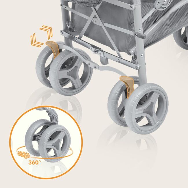 Carucior sport compact, Lionelo, Irma, Spatar reglabil in 4 pozitii, Suport picioare reglabil, Manere rotative, Pliere tip umbrela, 6- 36 luni, Pana la 15 kg, Conform cu EN1888-1:2018, Gri BYNLO-IRMA_GREY/DARKGREY