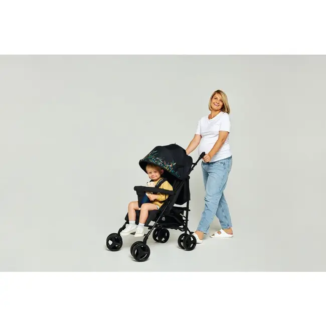 Carucior sport compact, Lionelo, Irma, Spatar reglabil in 4 pozitii, Suport picioare reglabil, Manere rotative, Pliere tip umbrela, 6- 36 luni, Pana la 15 kg, Conform cu EN1888-1:2018, Gri/Negru BYNLO-IRMA_BLACK/DARKGREY