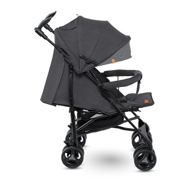 Carucior sport compact, Lionelo, Irma, Spatar reglabil in 4 pozitii, Suport picioare reglabil, Manere rotative, Pliere tip umbrela, 6- 36 luni, Pana la 15 kg, Conform cu EN1888-1:2018, Gri/Negru BYNLO-IRMA_BLACK/DARKGREY