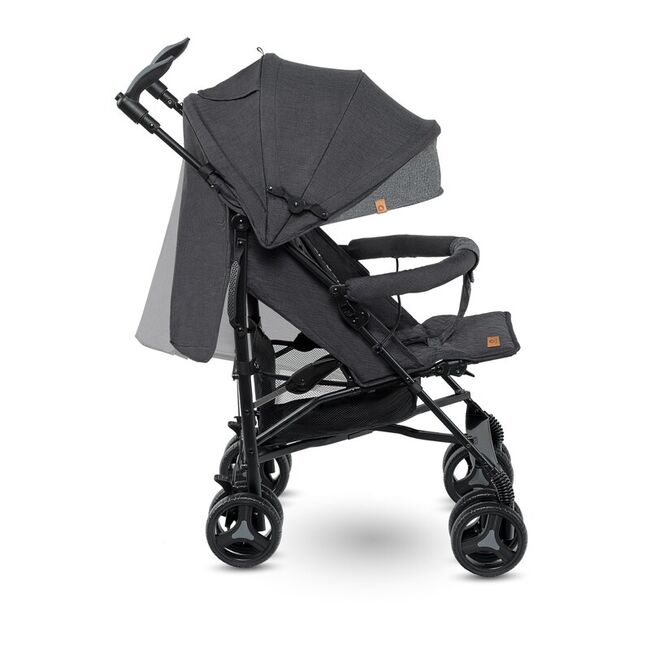 Carucior sport compact, Lionelo, Irma, Spatar reglabil in 4 pozitii, Suport picioare reglabil, Manere rotative, Pliere tip umbrela, 6- 36 luni, Pana la 15 kg, Conform cu EN1888-1:2018, Gri/Negru BYNLO-IRMA_BLACK/DARKGREY