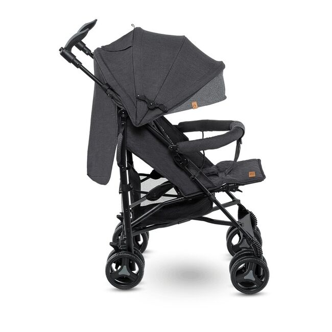 Carucior sport compact, Lionelo, Irma, Spatar reglabil in 4 pozitii, Suport picioare reglabil, Manere rotative, Pliere tip umbrela, 6- 36 luni, Pana la 15 kg, Conform cu EN1888-1:2018, Gri/Negru BYNLO-IRMA_BLACK/DARKGREY