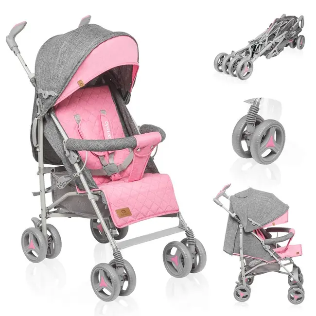 Carucior sport compact, Lionelo, Irma, Spatar reglabil in 4 pozitii, Suport picioare reglabil, Manere rotative, Pliere tip umbrela, 6- 36 luni, Pana la 15 kg, Conform cu EN1888-1:2018, Roz BYNLO-IRMA_PINK