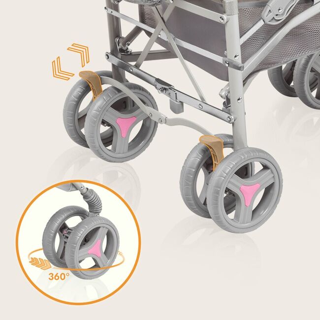 Carucior sport compact, Lionelo, Irma, Spatar reglabil in 4 pozitii, Suport picioare reglabil, Manere rotative, Pliere tip umbrela, 6- 36 luni, Pana la 15 kg, Conform cu EN1888-1:2018, Roz BYNLO-IRMA_PINK