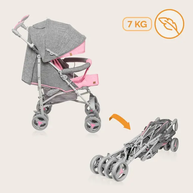 Carucior sport compact, Lionelo, Irma, Spatar reglabil in 4 pozitii, Suport picioare reglabil, Manere rotative, Pliere tip umbrela, 6- 36 luni, Pana la 15 kg, Conform cu EN1888-1:2018, Roz BYNLO-IRMA_PINK
