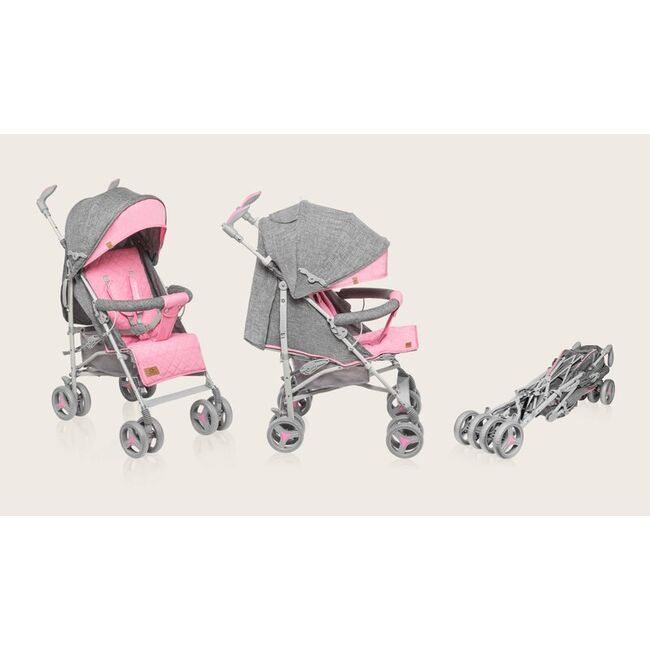 Carucior sport compact, Lionelo, Irma, Spatar reglabil in 4 pozitii, Suport picioare reglabil, Manere rotative, Pliere tip umbrela, 6- 36 luni, Pana la 15 kg, Conform cu EN1888-1:2018, Roz BYNLO-IRMA_PINK