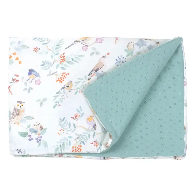 Paturica Pentru Copii Nature Bambus By Amy Cu Doua Fete, 100x70cm + Cadou Rucsacel  Pasari Mint Pjb82724