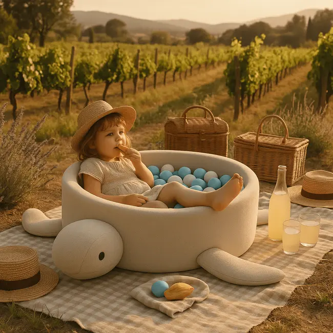 Piscina Cu Bile Boucle Pentru Copii Meowbaby   Turtle ,   Dusty Ice Blue, Fara Bile, Material Reciclat Certificat Oeko-tex Pjbmbsbaz21190ie