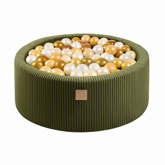 Piscina Uscata Cu 200 De Bile 7cm Meowbaby   Aesthetic, 90x30 Cm, Premium Velur Reiat   Corduroy Khaki Pjbbsakh9002