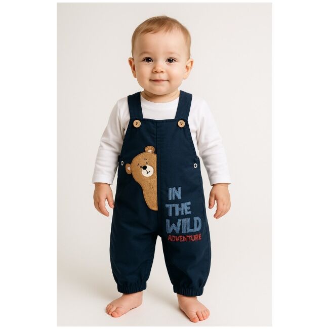 Salopeta cu bluzita pentru bebelusi ursulet – 100% bumbac bbl17