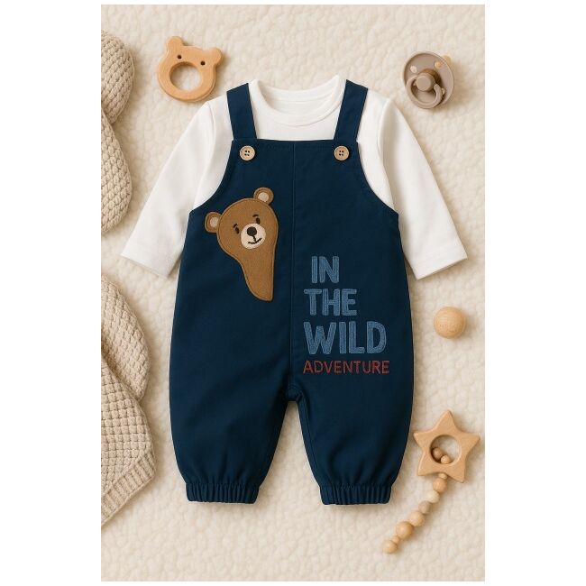 Salopeta cu bluzita pentru bebelusi ursulet – 100% bumbac bbl17