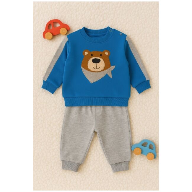Set bluzita cu pantaloni 100% bumbac cu ursuletul vesel bbl22