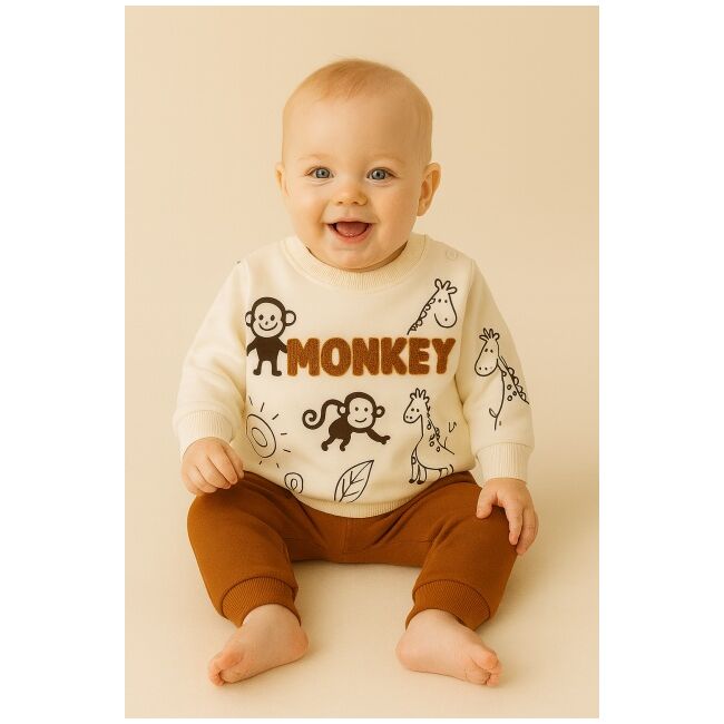 Set bluzita si pantaloni bebelusi din bumbac – little monkey bbl9