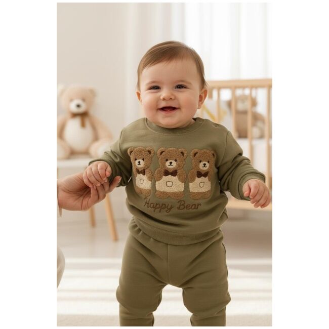 Set hanorac cu trei ursuleti si pantaloni pentru bebelusi bbl4