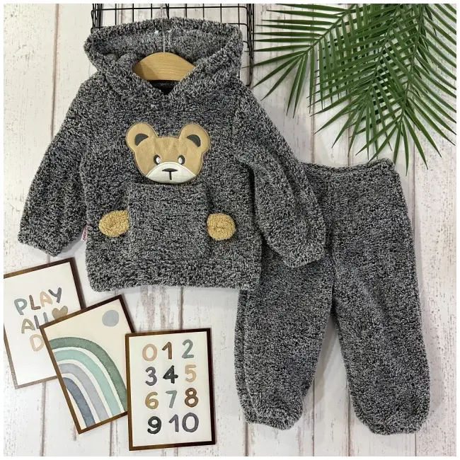 Set pufos hanorac si pantaloni welsoft grey bbl28