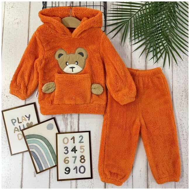 Set pufos hanorac si pantaloni welsoft orange bbl29