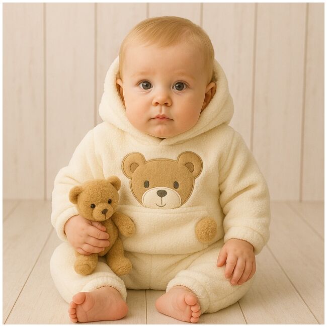 Set pufos hanorac si pantaloni welsoft white bbl27