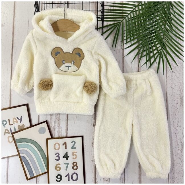 Set pufos hanorac si pantaloni welsoft white bbl27