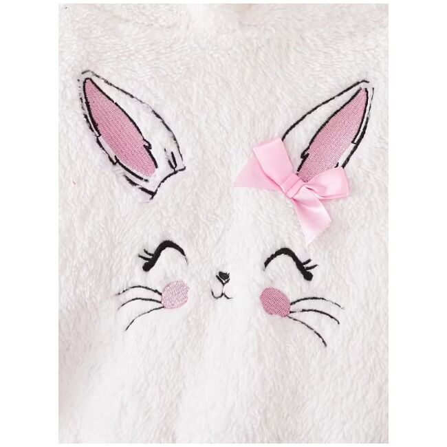 Set pufos si calduros bebelusi cu iepuras – bluza cu gluga + pantaloni roz mbtu134