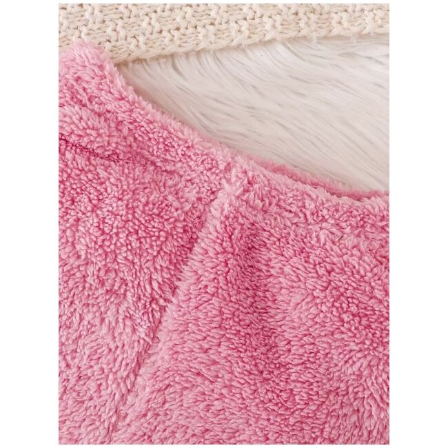 Set pufos si calduros bebelusi cu iepuras – bluza cu gluga + pantaloni roz mbtu134