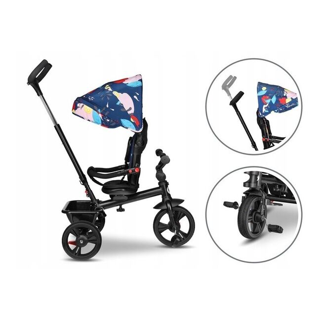 Tricicleta copii, Lionelo, Haari, Ultrapliabila, Multifunctionala, Suport picioare, Control al directiei, Scaun reversibil, Rotire 360 grade, Conform cu standardul european de securitate EN71, Albastru BYNLO-HAARI_BLUE_NAVY