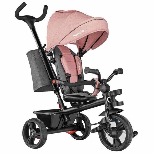 Tricicleta copii, Lionelo, Haari, Ultrapliabila, Multifunctionala, Suport picioare, Control al directiei, Scaun reversibil, Rotire 360 grade, Conform cu standardul european de securitate EN71, Bubblegum BYNLO-HAARI_BUBBLEGUM