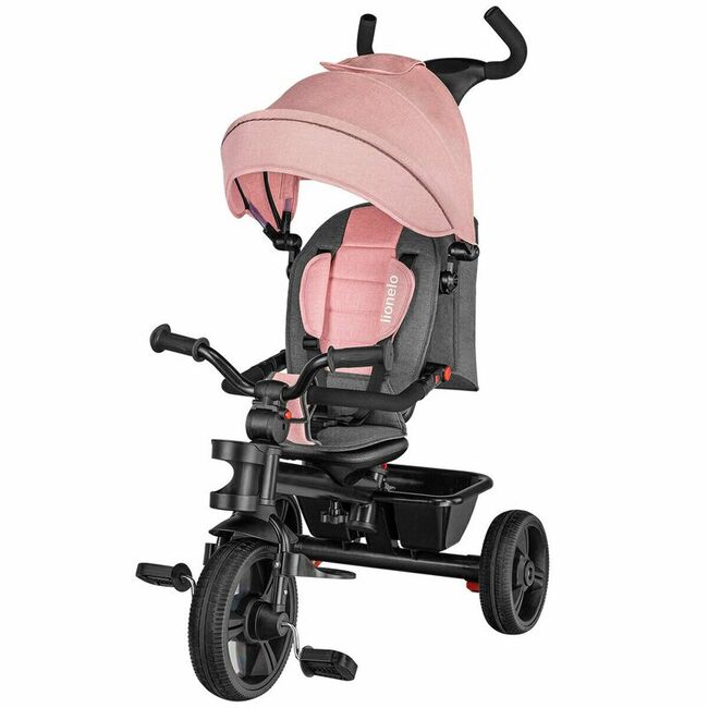 Tricicleta copii, Lionelo, Haari, Ultrapliabila, Multifunctionala, Suport picioare, Control al directiei, Scaun reversibil, Rotire 360 grade, Conform cu standardul european de securitate EN71, Bubblegum BYNLO-HAARI_BUBBLEGUM
