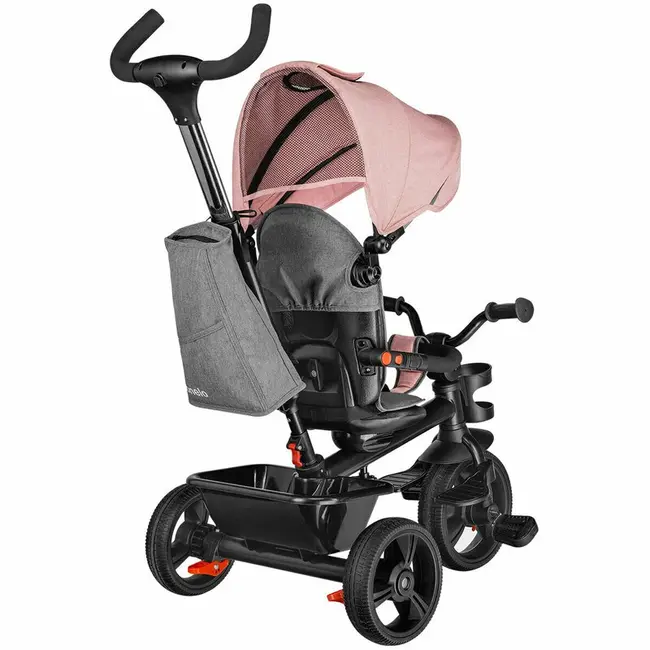 Tricicleta copii, Lionelo, Haari, Ultrapliabila, Multifunctionala, Suport picioare, Control al directiei, Scaun reversibil, Rotire 360 grade, Conform cu standardul european de securitate EN71, Bubblegum BYNLO-HAARI_BUBBLEGUM