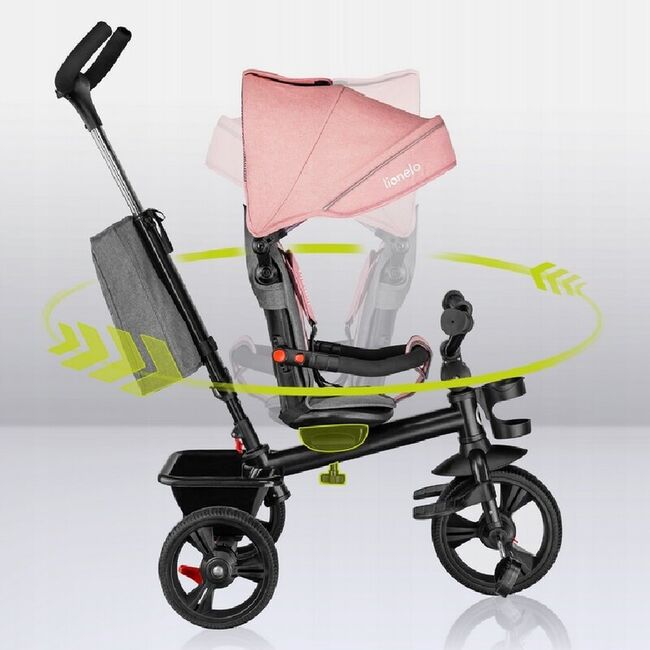 Tricicleta copii, Lionelo, Haari, Ultrapliabila, Multifunctionala, Suport picioare, Control al directiei, Scaun reversibil, Rotire 360 grade, Conform cu standardul european de securitate EN71, Bubblegum BYNLO-HAARI_BUBBLEGUM