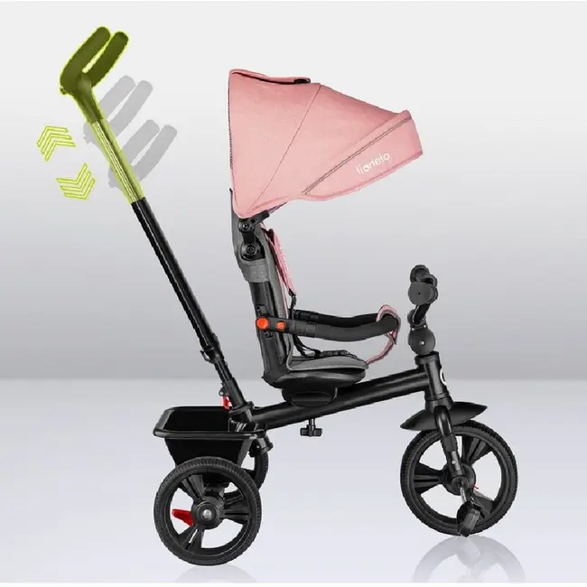 Tricicleta copii, Lionelo, Haari, Ultrapliabila, Multifunctionala, Suport picioare, Control al directiei, Scaun reversibil, Rotire 360 grade, Conform cu standardul european de securitate EN71, Bubblegum BYNLO-HAARI_BUBBLEGUM