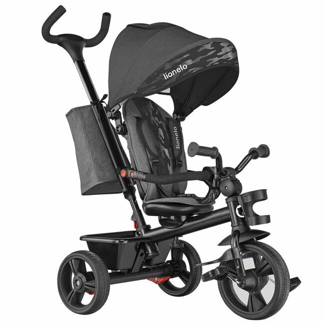 Tricicleta copii, Lionelo, Haari, Ultrapliabila, Multifunctionala, Suport picioare, Control al directiei, Scaun reversibil, Rotire 360 grade, Conform cu standardul european de securitate EN71, Gri BYNLO-HAARI_STONE_GREY