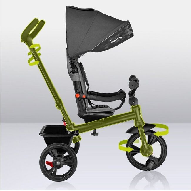 Tricicleta copii, Lionelo, Haari, Ultrapliabila, Multifunctionala, Suport picioare, Control al directiei, Scaun reversibil, Rotire 360 grade, Conform cu standardul european de securitate EN71, Gri BYNLO-HAARI_STONE_GREY