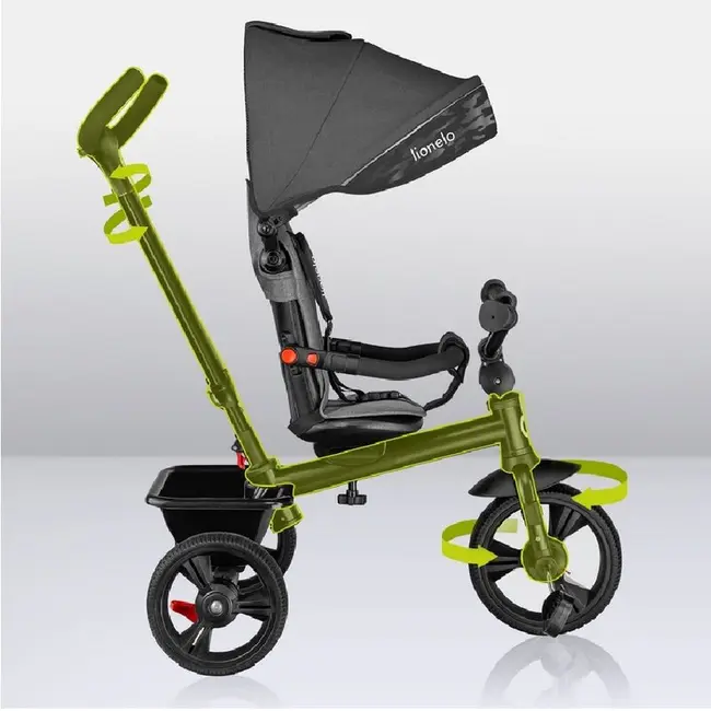 Tricicleta copii, Lionelo, Haari, Ultrapliabila, Multifunctionala, Suport picioare, Control al directiei, Scaun reversibil, Rotire 360 grade, Conform cu standardul european de securitate EN71, Gri BYNLO-HAARI_STONE_GREY