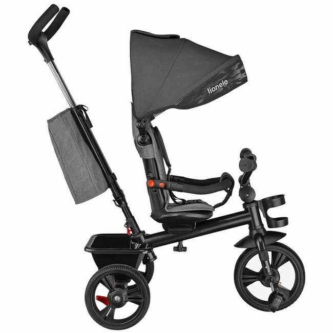 Tricicleta copii, Lionelo, Haari, Ultrapliabila, Multifunctionala, Suport picioare, Control al directiei, Scaun reversibil, Rotire 360 grade, Conform cu standardul european de securitate EN71, Gri BYNLO-HAARI_STONE_GREY