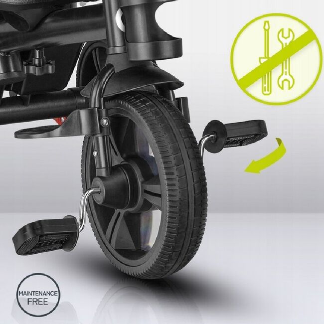 Tricicleta copii, Lionelo, Haari, Ultrapliabila, Multifunctionala, Suport picioare, Control al directiei, Scaun reversibil, Rotire 360 grade, Conform cu standardul european de securitate EN71, Gri BYNLO-HAARI_STONE_GREY