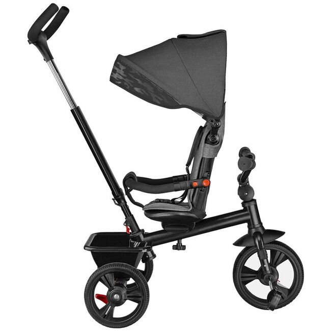 Tricicleta copii, Lionelo, Haari, Ultrapliabila, Multifunctionala, Suport picioare, Control al directiei, Scaun reversibil, Rotire 360 grade, Conform cu standardul european de securitate EN71, Gri BYNLO-HAARI_STONE_GREY