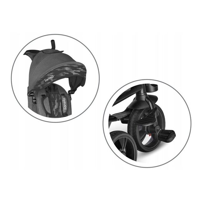 Tricicleta copii, Lionelo, Haari, Ultrapliabila, Multifunctionala, Suport picioare, Control al directiei, Scaun reversibil, Rotire 360 grade, Conform cu standardul european de securitate EN71, Gri BYNLO-HAARI_STONE_GREY