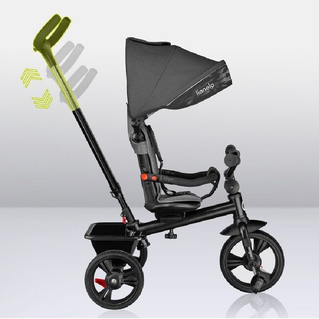 Tricicleta copii, Lionelo, Haari, Ultrapliabila, Multifunctionala, Suport picioare, Control al directiei, Scaun reversibil, Rotire 360 grade, Conform cu standardul european de securitate EN71, Gri BYNLO-HAARI_STONE_GREY