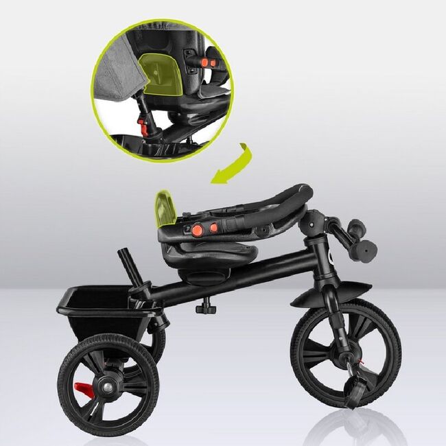 Tricicleta copii, Lionelo, Haari, Ultrapliabila, Multifunctionala, Suport picioare, Control al directiei, Scaun reversibil, Rotire 360 grade, Conform cu standardul european de securitate EN71, Gri BYNLO-HAARI_STONE_GREY