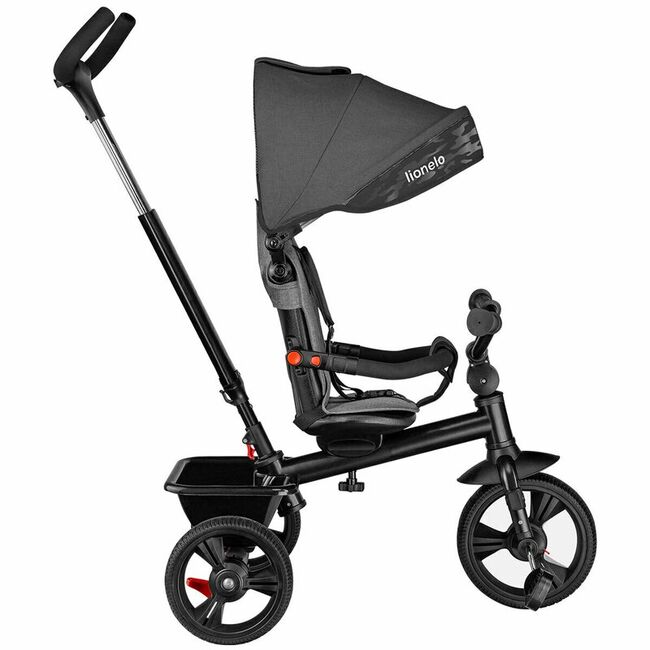 Tricicleta copii, Lionelo, Haari, Ultrapliabila, Multifunctionala, Suport picioare, Control al directiei, Scaun reversibil, Rotire 360 grade, Conform cu standardul european de securitate EN71, Gri BYNLO-HAARI_STONE_GREY