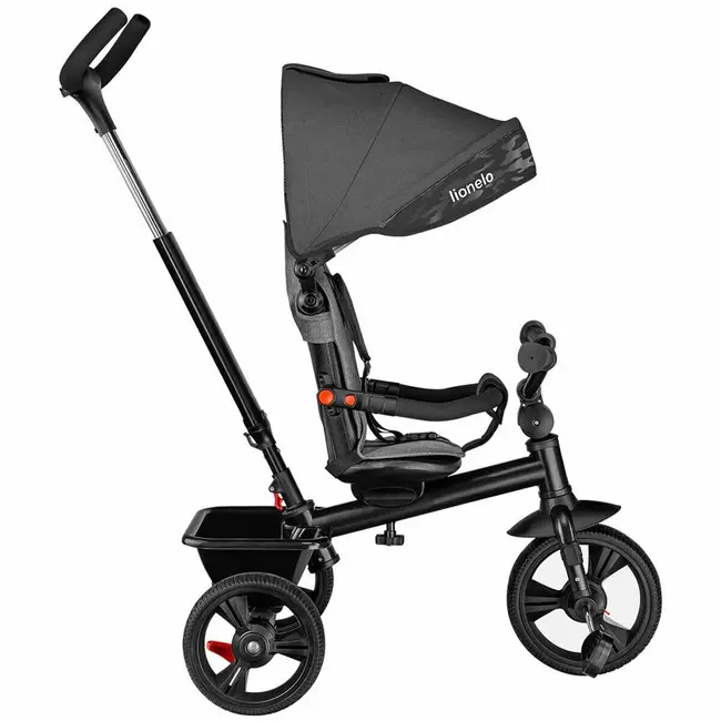 Tricicleta copii, Lionelo, Haari, Ultrapliabila, Multifunctionala, Suport picioare, Control al directiei, Scaun reversibil, Rotire 360 grade, Conform cu standardul european de securitate EN71, Gri BYNLO-HAARI_STONE_GREY