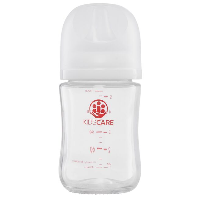 Biberon din sticla borosilicat 160 ml KidsCare cu tetina din silicon SUPKC-MBS160