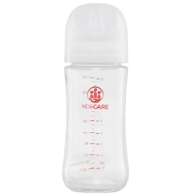 Biberon din sticla borosilicat 240 ml KidsCare cu tetina din silicon SUPKC-MBS240