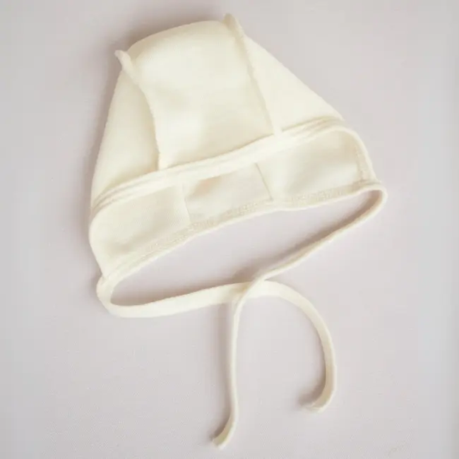 Caciula Pentru Bebelusi Din Lana Merinos ,   Crem   Boneta Naturala, Moale Si Termoreglatoare, Crem, 3-6 Luni Pjbc2008