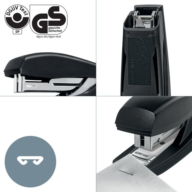 Capsator plastic Leitz Recycle MINI NeXXt Series, 10 coli, 100 capse P2 incluse, partial reciclat, negru BPTCSL170095