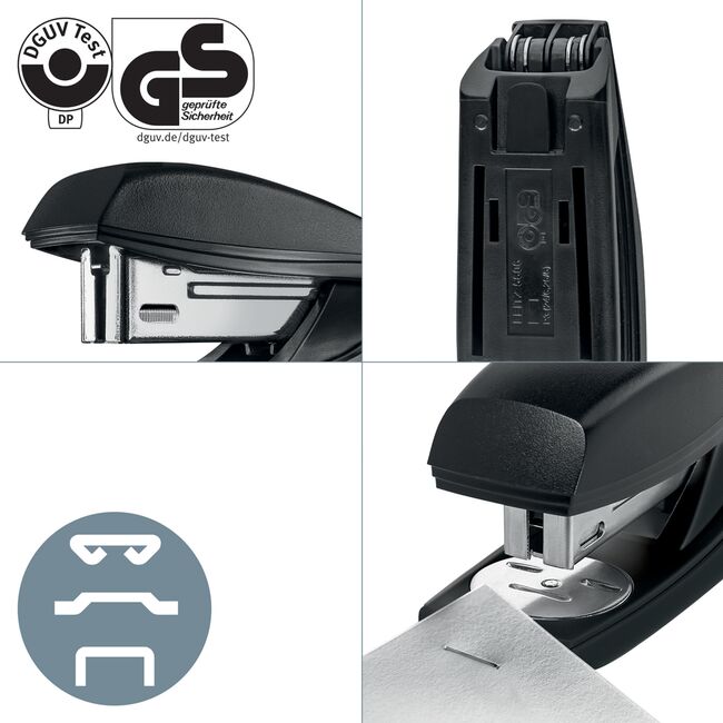 Capsator plastic Leitz Recycle NeXXt Series, 25 coli, 200 capse P3 incluse, partial reciclat, negru BPTCSL060095