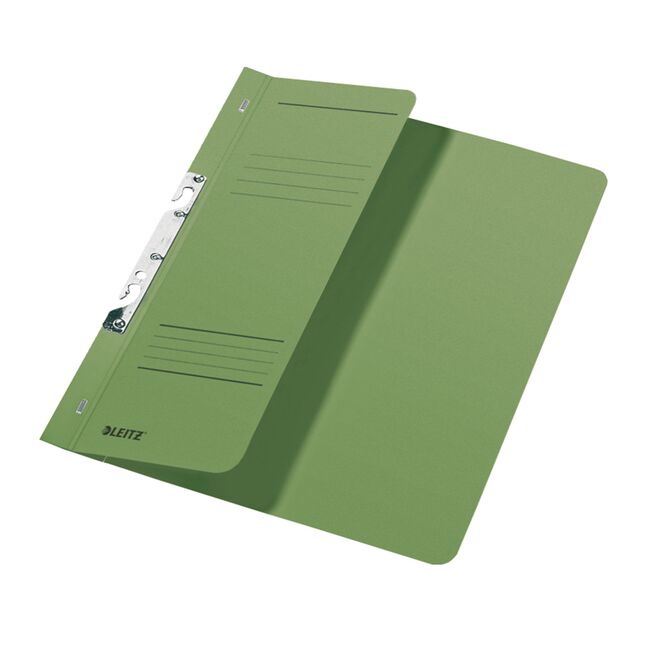Dosar cu sina Leitz 1/2, carton, 100% reciclat, certificare Blue Angel, A4, incopciat, 170 coli, verde BPTCSL374455