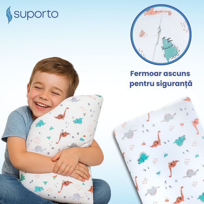 HUSA de schimb / Fata de perna - pentru Perna Copii Suporto Toddler - Model Dinozauri - Bumbac 100% SPTHPCO4